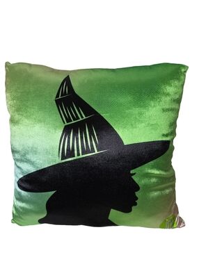 Wicked Witch Silhouette Velvet Throw Pillow 16x16 Green NWT